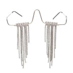 Mode Quaste Halbrahmen-Metallbrille für Frauen Kristall Gesichts-Kette Schmuck Brillen Kpop Make-up Strass-Accessoire Ohne Gläser
