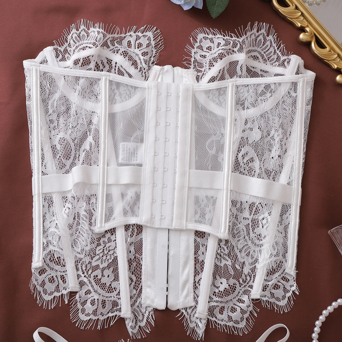 Ellolace Palace Damen Dessous Sets Weidenkorsett String 2-teiliges Set Sexy Heiß Trägerlos Spitze Ausgefallener tiefer V-Ausschnitt Damen Unterwäsche
