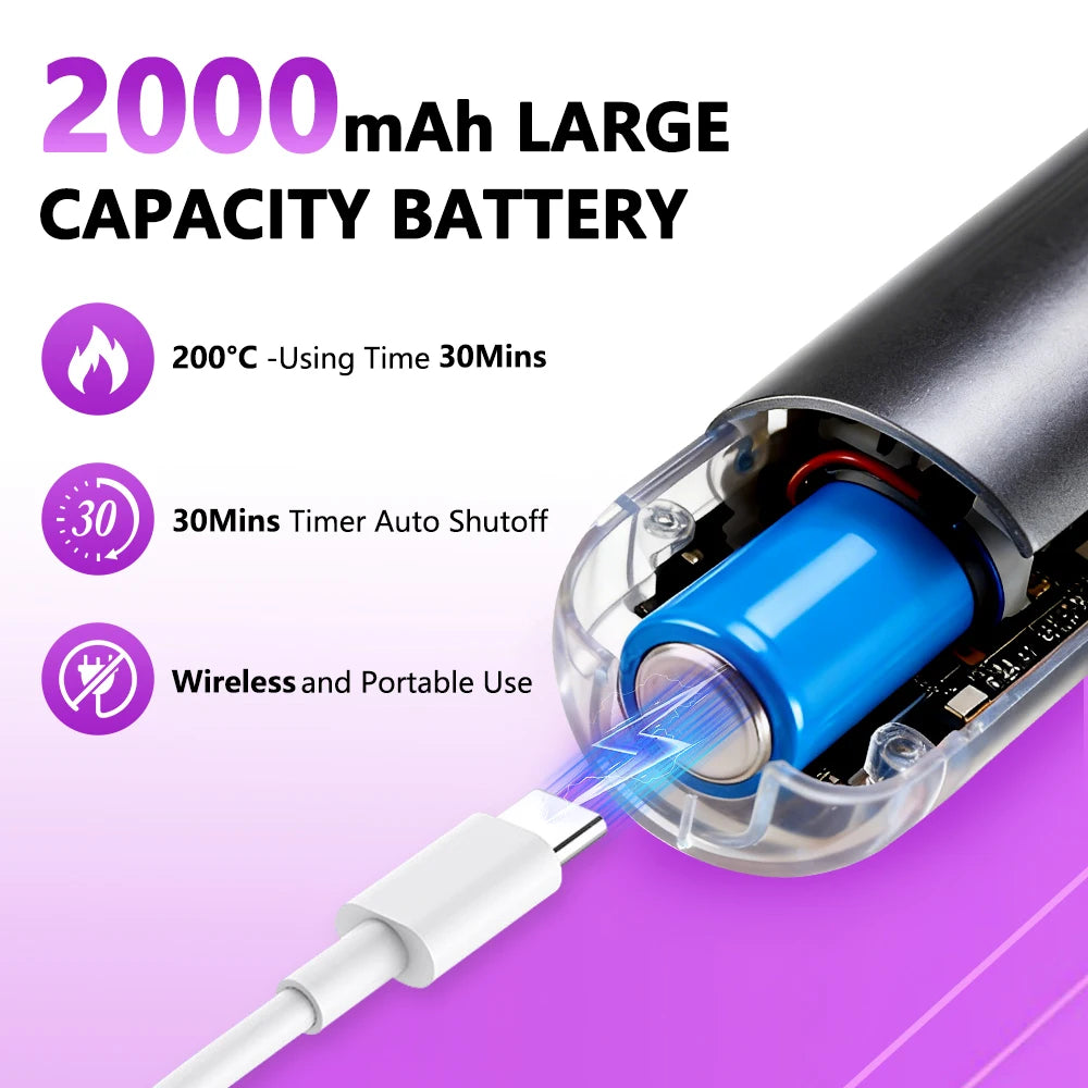 Cordless Hair Straightener Brush 3 Temperature Electric Negative Ions Ceramic Anti-Scald Heated Comb Hair Styling Tools