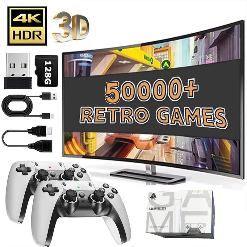 128G Game Stick M15 4K Video TV-Spielkonsole Kabellose Gamepads Videospiel 64G 40000+/50000+ Klassische Arcade-Spiele HD Zwei-Spieler Hauptbild