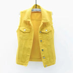 Mode Jeansweste Damen Cropped Frühling Sommer Ärmellose Tops Kurze Jacken Weste Top Oberbekleidung Jeans Cowboy Female