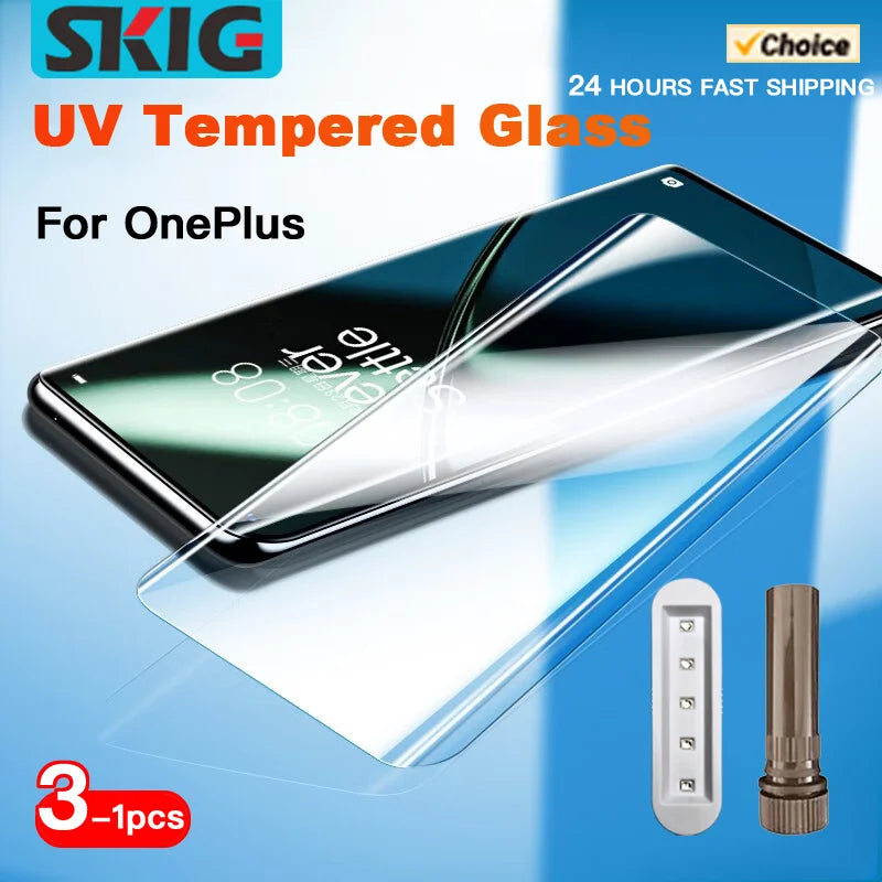 SKIG UV-Panzerglas Für OnePlus 13 12 11 R 10 9 8 7 7T Ace2 Pro Vollflächig klebend, Aushärtung für OnePlus13 Displayschutzfolie Hauptbild