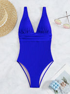 Tiefer V-Ausschnitt Einteiler Damen 2024 Push Up Bademode Weiblich Sexy Sommer Strandmode Schwimmen für Badeanzüge Micro Korean Monokini
