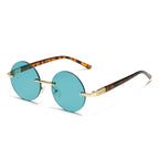 Fashion Classic Rimless Sunglasses Women Men Crystal Dark Green Lens Sun Glasses Retro Round Glasses Outdoor Driving Eyeglasses