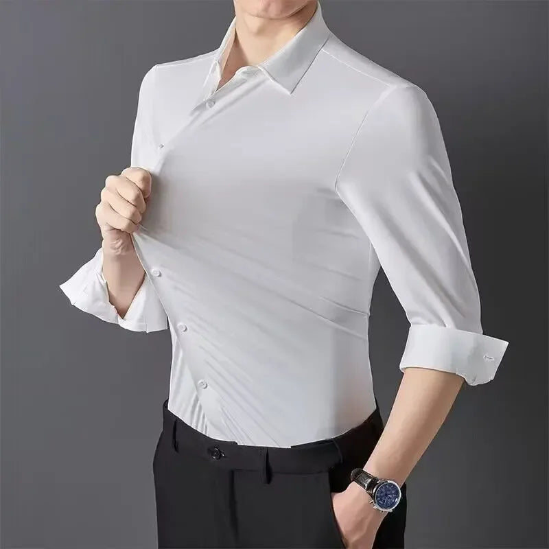 Premium Herren Ultra-Stretch Hemd – Hochwertiges seidiges Business Hemd mit langen Ärmeln für den Business- und Freizeitbereich