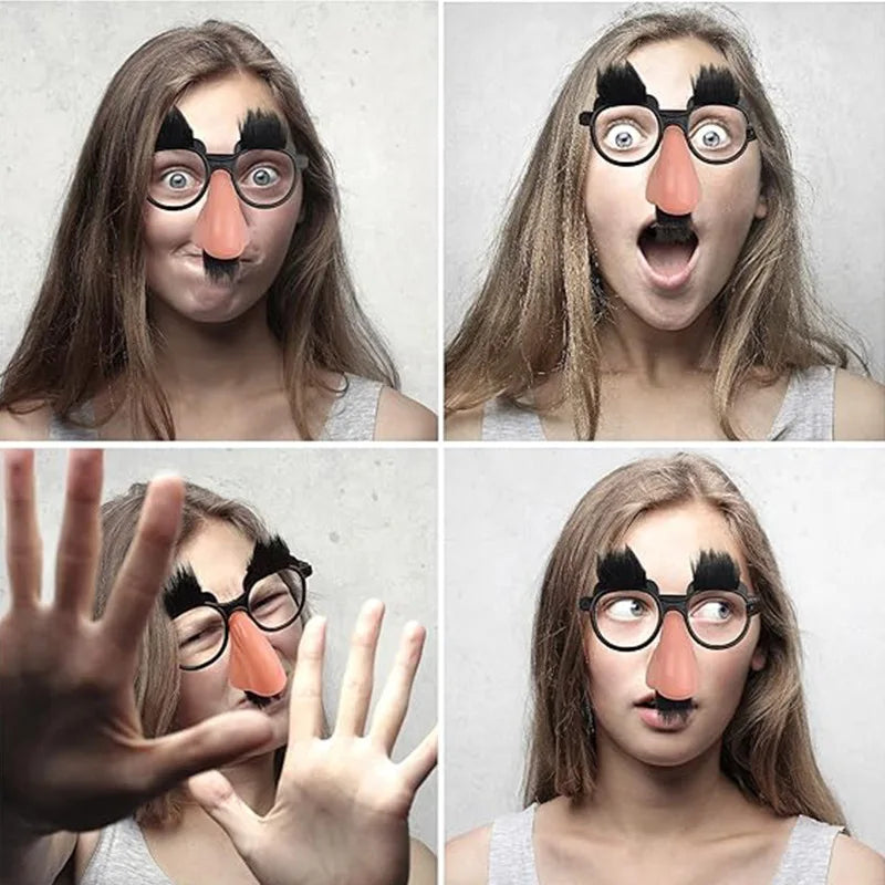 Scherzbrille Lustige Brille mit großer Nase, Augenbrauen / Schnurrbart für Halloween-Geburtstagsfeiern, lustige Foto-Requisiten