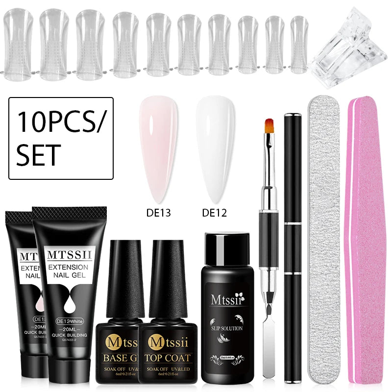 24-teiliges Set 20ml Poly Nail Extension Gel Kit Mini-UV-Lampe Versiegelung mit Basislack Überlack Professionelles Poly-UV-Nagelgel-Kit Starter-Kit