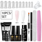 24-teiliges Set 20ml Poly Nail Extension Gel Kit Mini-UV-Lampe Versiegelung mit Basislack Überlack Professionelles Poly-UV-Nagelgel-Kit Starter-Kit