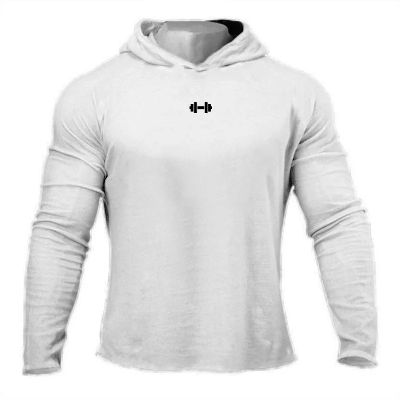 Gym Running Sport T-Shirts Herren Baumwolle Langarm Kapuzenpullover Kleidung Fitness Bodybuilding Muscle Hoodies Workout Jogging Shirts