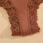 FINETOO 3er-Pack Damen Baumwollunterwäsche Slips Sexy Spitze Brasilianischer Slip Niedrige Taille Blumenmuster Einfarbig G-String Atmungsaktive Dessous