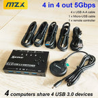 MZX 4x4 USB 3.0 Switch Wahlschalter KVM Switcher Hub 3 0 Kabel PC Laptop Computer USB-Geräte Tastatur Maus Drucker KVM-Switch teilen