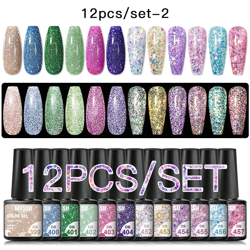 10/12PCS/SET Katze Magnetisches Gel Nagellack Set 9D Reflektierendes Glitzer Gel Halbpermanentes UV Gel Soak Off Funkelndes Nagelkunst Kits