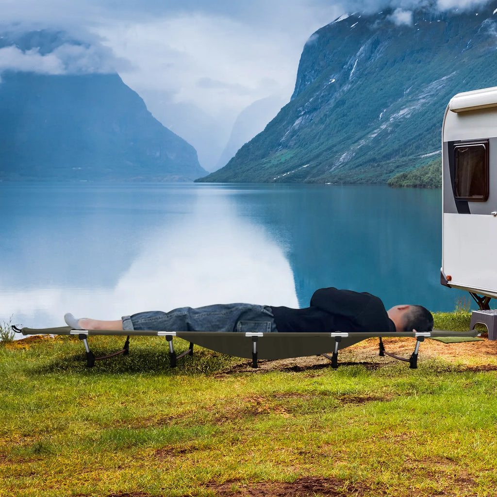 Ultraleichtes klappbares Campingbett, tragbares bequemes Feldbett für Erwachsene, Outdoor, Wandern, Reisen, Trekking, Zuhause, Büro, Nickerchen