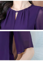 Sommerkleidung Halbarm-Chiffonbluse 2025 Neue Mode Loose Damen Tops Einfarbige Freizeit-Pullover-Shirts