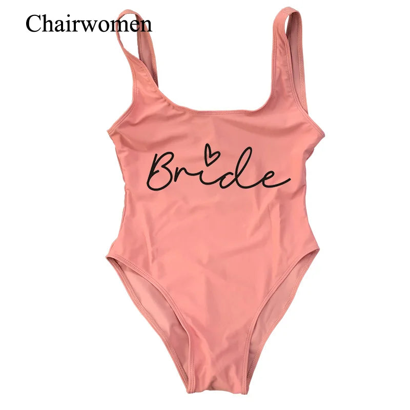 Junggesellinnenabschied Badeanzüge Einteiler Team Braut Bademode Braut zu sein Frau Rosa Bademode Bachelorette Strandmode Badeanzüge
