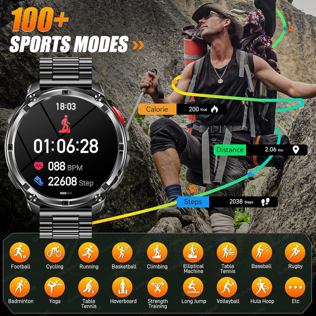 2026 Neue T-Rex3 Pro 1100mAh Akku Smartwatch GPS-Route 5ATM Wasserdicht Sport Lauf-Tracker Outdoor Kompass Militär-Smartwatch