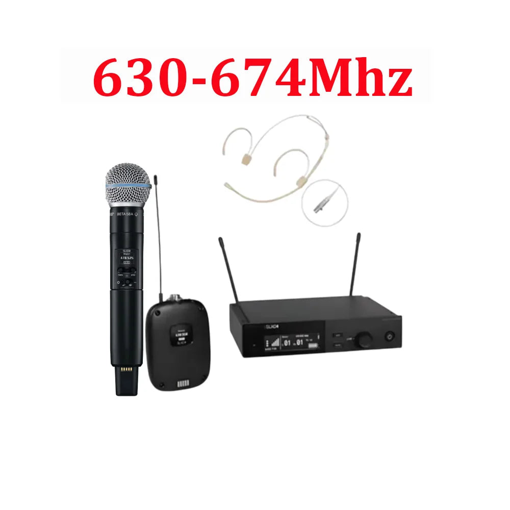 SLXD Mikrofon 500/600/800MHz Drahtloses Mikrofonsystem 4-Pin Headset KSM8/Beta58 Professionelles Audio-Equipment für Bühne Karaoke