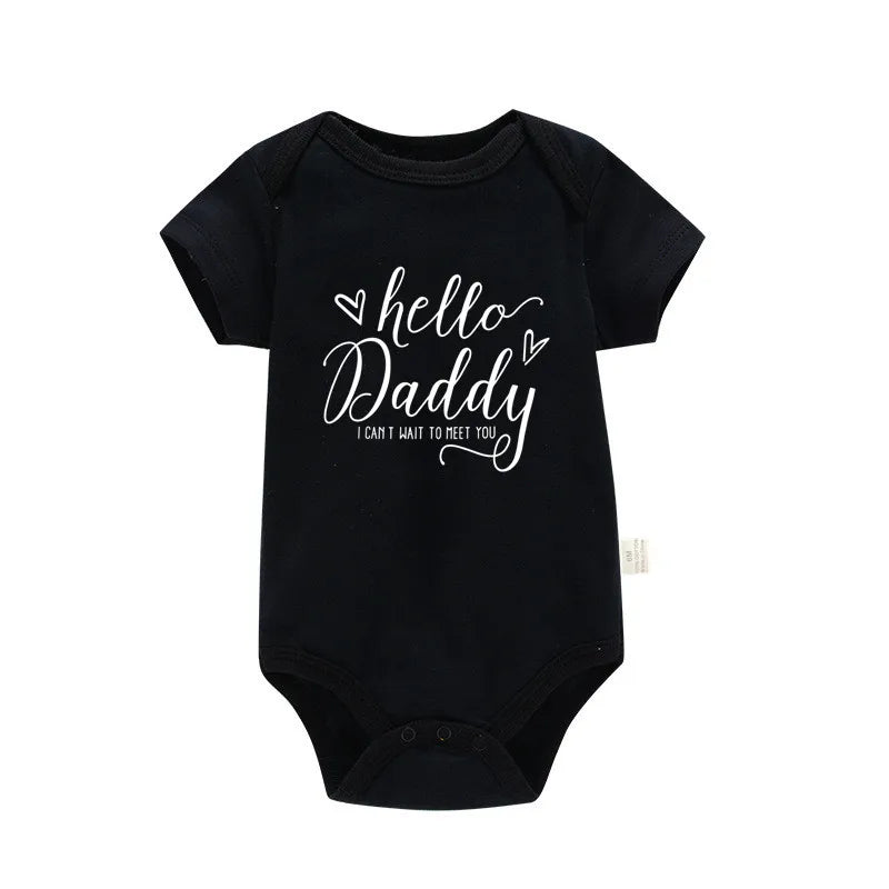 Schwangerschaftsverkündung Hallo Papa, ich kann es kaum erwarten, dich kennenzulernen Neugeborenes Baby Mädchen Kurzarm-Strampler Weicher Baumwoll-Body Strampelanzug