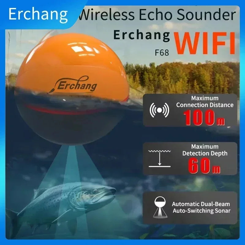 Erchang F68 WIFI Fischfinder 100M Drahtloser Fischfinder Echolot Detektor Angeln für See und Meer IOS& Android