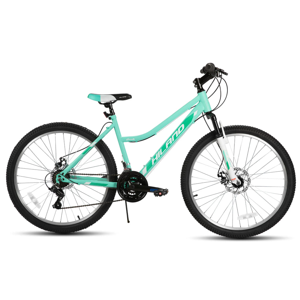 Hiland 26 Zoll Damen Mountainbike, 18-Gang mit Federgabel, doppelten mechanischen Scheibenbremsen, Aluminiumrahmen MTB