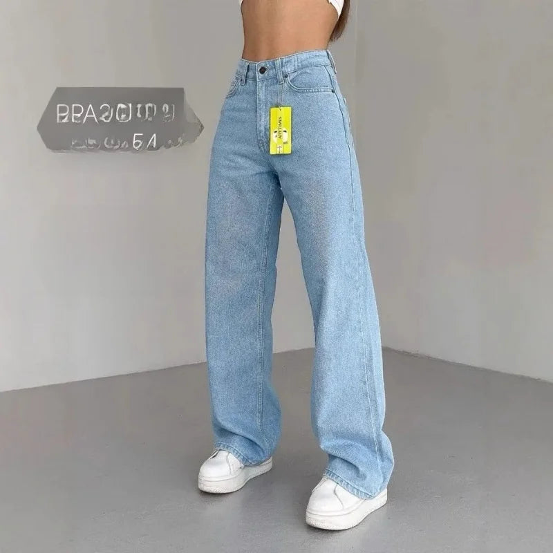High Waist Straight Leg Jeans Große Größen Modische Frühling Herbst Lange Hosen Bequemer Freizeitstil Russische grenzüberschreitende Mode