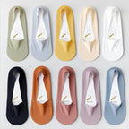 5 Paar Damen Socken Atmungsaktive Unsichtbare Silikon Anti-Rutsch Einfarbige Bootssocken Bequeme Hochwertige No-Show Socken Ultra-dünn