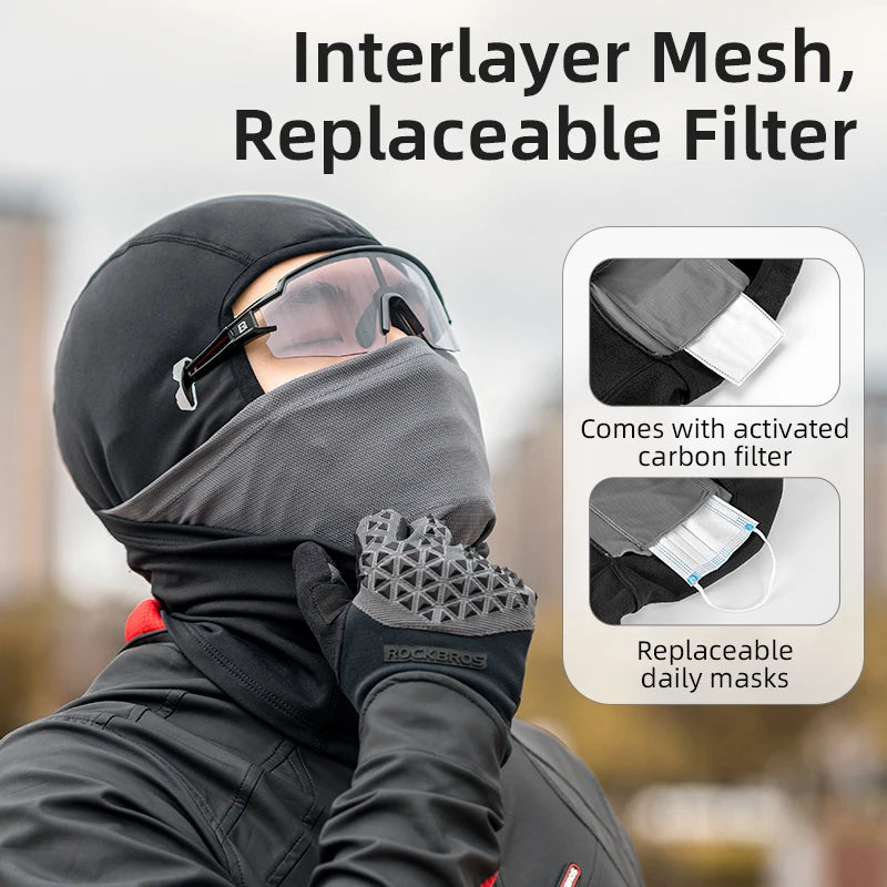 ROCKBROS Radmützen Vollgesichtsmaske Winter Atmungsaktiv Winddicht Fleece Fahrrad Halswärmer Schal Maske Skifahren Motorrad Fahrradmütze