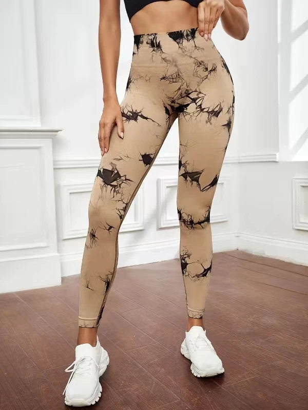 Women's Tie Dye Nine Tenths Leggings High Waist Yoga Pants Soft Stretchy Workout Running Pants Breathable Comfortable