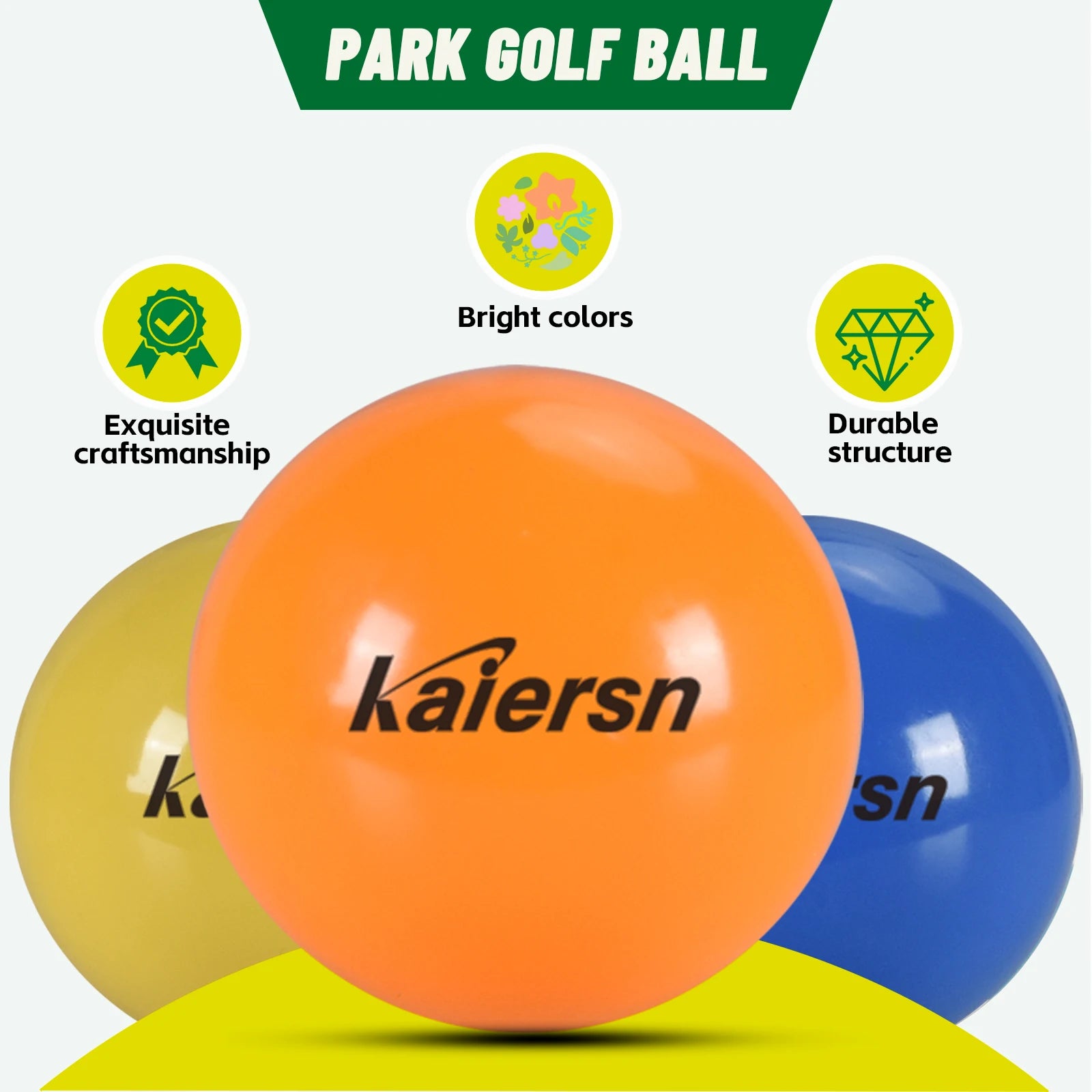 Kaiersn Bunte Parkgolfbälle - 6cm/2.36in Langlebige Übungsbälle für Outdoor-Training, Kinder & Erwachsene (Mehrfarbige Optionen) Hauptbild
