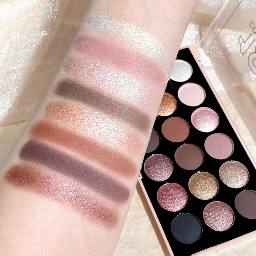 18-Farben-Lidschatten-Palette – Perlglanz, Matt, feiner Schimmer, Glitzer, Erdtöne, langanhaltend, hochpigmentiert