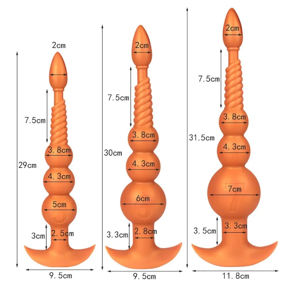 3-10cm Großer Analsex Plug mit Schwanz Sexspielzeug für Erwachsene Spiele Paare DIY Cosplay Großer Butt Plug Silikon Weich Lang Anal Beads Frauen