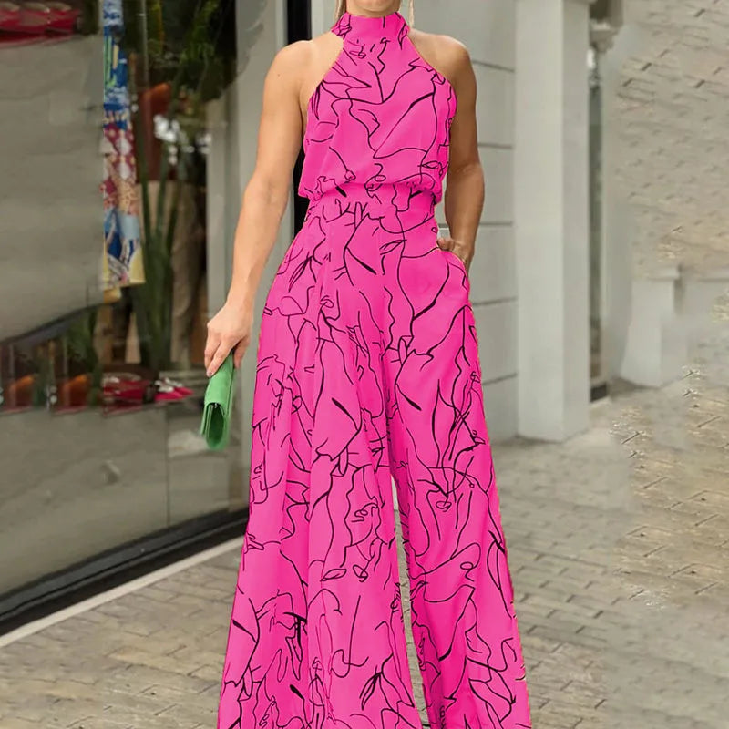 Sexy ärmelloser Jumpsuit Büro-Dame Frühling Sommer Mode Lässige schulterfreie bedruckte Jumpsuits für Frauen 2024 Einteiler Strampler