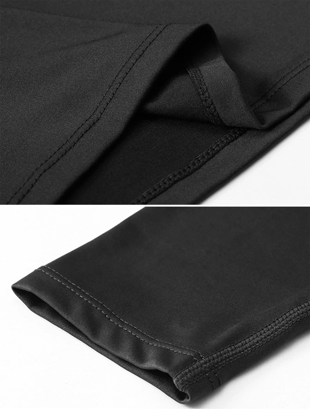 Herren Kompressions-Langarmshirt Schwarz Fitness-T-Shirt Männer Laufen Schnelltrocknend Gym-Top Sonnenschutz Sport-Baselayer