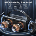 W-KING Bluetooth Lautsprecher, 30W Tragbarer Drahtloser Lautsprecher, IPX6 Wasserdichter Outdoor Lautsprecher, 24 Std. Wiedergabezeit, EQ, AUX, TF Karte