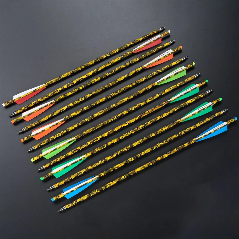 6/12/24 Stück 20'' Armbrustbolzen Carbonpfeil mit 4-Zoll-Feder ID7.6mm Outdoor Jagd Sport Praxis Armbrustpfeile