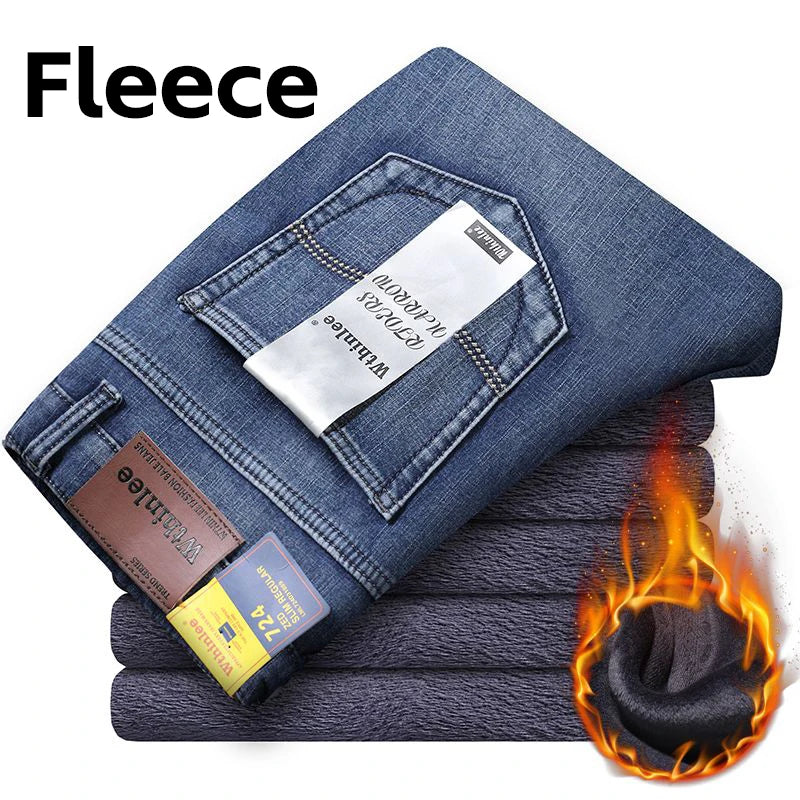 Wthinlee Neue Business-Herrenjeans Lässige Gerade Stretch Fashion Klassische Blau-Schwarze Arbeitsjeans Hose Männer Kleidung