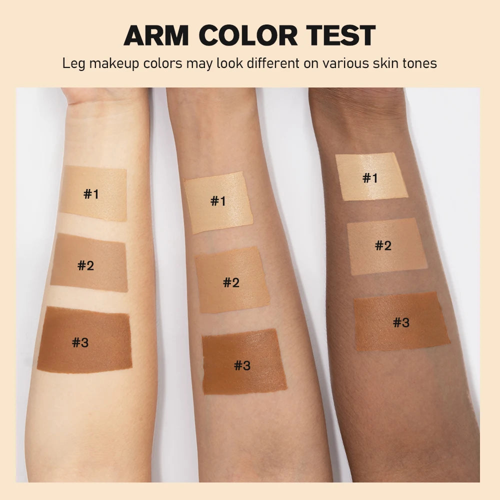 Wasserdichte Körper-Foundation mit gratis Puderquaste, Bronze Bein Make-up, lang anhaltende Bräunungscreme 100ml 3 Farben