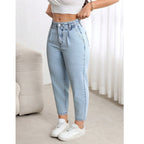 Damenjeans für große Größen – Neue Stretch-Jeans mit Bauchkontrolle, geradem Bein, bequeme Freizeitkleidung