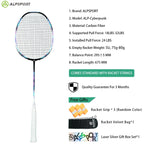 ALP ZJ2.0 Pro 4U 85g 100% Carbonfaser + Titanlegierung Badmintonschläger Ultraleichte Sportausrüstung Schläger Badmintontraining