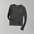 Nahtloses Damen-Langarm-Fitness-T-Shirt Sportliches elastisches Yoga-Gym-Top Trainings-Lauf-Activewear Workout-Shirt Pilates-Oberteile