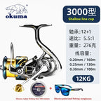 Okuma Ganzmetall-Angelrolle mit flacher Spule 15 kg Korrosionsschutz Salzwasser Spinnrolle 1000-5000