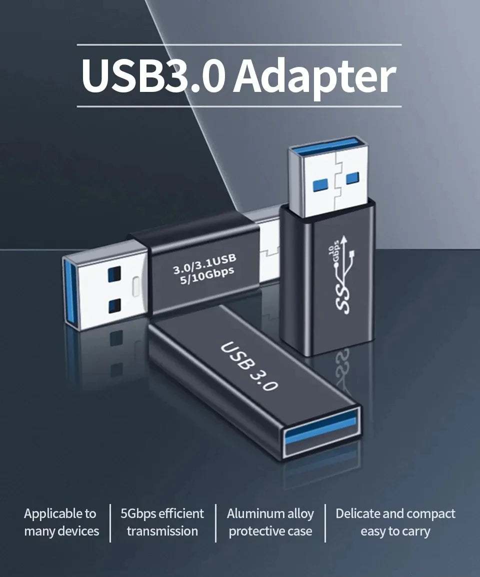 NNBILI USB3.0 Male to Female Right Angle Extension Adapter USB Upward Elbow 90 Degree Adapter 10Gbps For Laptop PC Connector