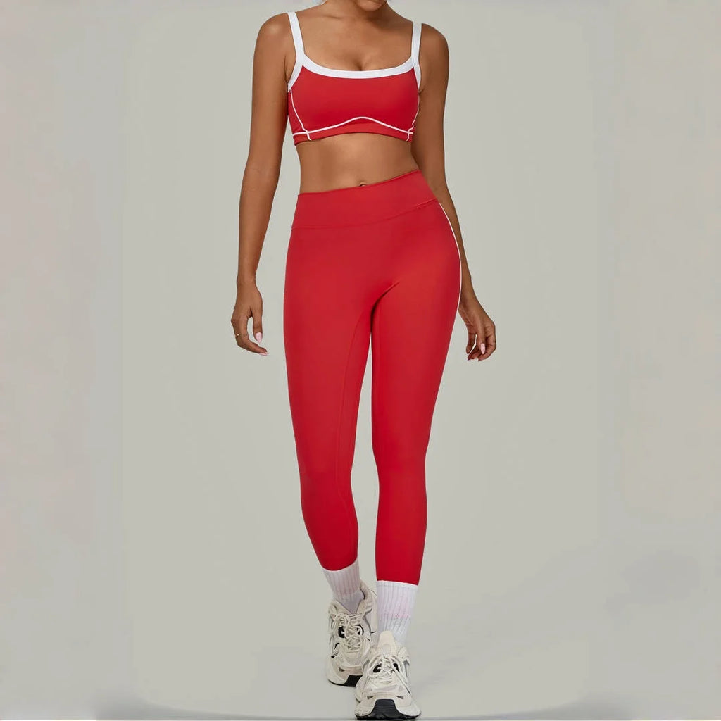 2PCS Damen Yoga-Set Hohe Taille Peach Hip Herausnehmbare Polsterung Sport-BH Hose Fitnessanzug Laufen Workout Gym Leggings Yoga-Set