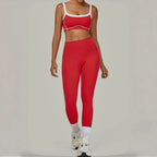 2PCS Damen Yoga-Set Hohe Taille Peach Hip Herausnehmbare Polsterung Sport-BH Hose Fitnessanzug Laufen Workout Gym Leggings Yoga-Set