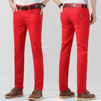 5 Farben Herren Bunte Denim Stretch Stretch Jeans Elastische Gelb Pink Rot Slim Herren Bekleidung Einfache Business Denim Hosen