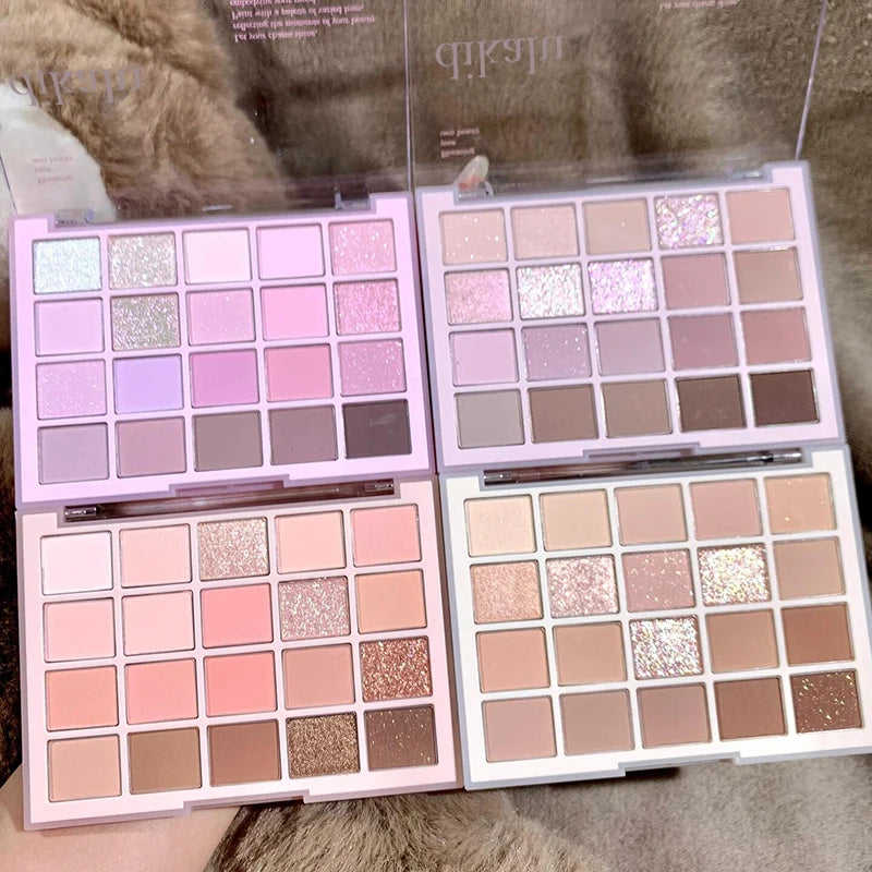 DIKALU 20-Farben Koreanische Lidschatten-Palette mit geringer Sättigung Matt Wasserfest Braun Rosa Lidschatten-Palette Langanhaltendes Tages-Make-up