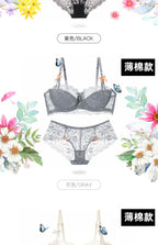 MOYISU Sommer-Dessous-Set, transparenter französischer Spitze, Minimizer-BH, Slip, ultradünn, sexy Damenunterwäsche, großer Busen, sexy Po & Höschen