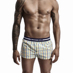 SEOBEAN Klassische Herren Boxershorts kariert 100% Baumwolle Unterwäsche Boxershorts U-konvexer Beutel Pfeil Panties Shorts Herren Schlafunterteile
