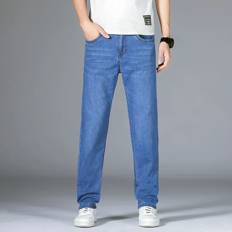 Herrenhose Büro Business Jeans Herren Klassische Blau Schwarz Baumwolle Stretch Straight Denim Hose Herren Marken Hosen