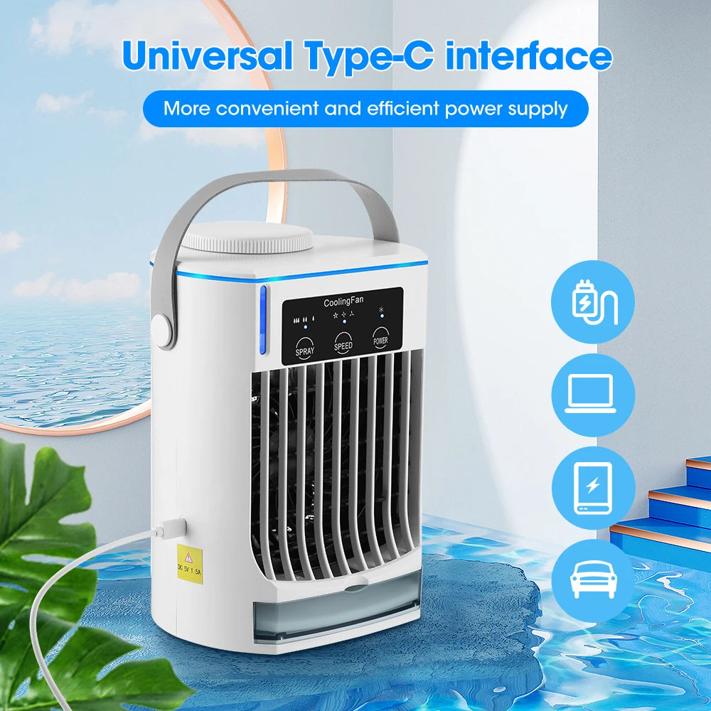 Mini-Klimaanlage Luftkühler Ventilator Tragbarer Wasserkühlungsventilator Mobile Klimaanlage für Zimmer, Büro, Autos